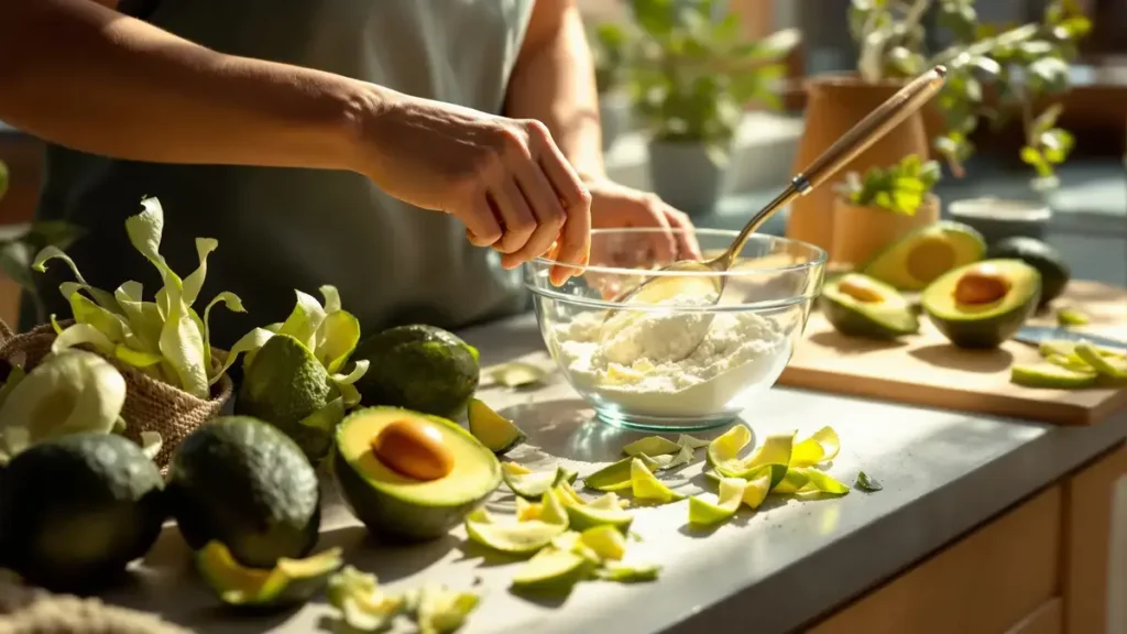 Avocadoschillen mengen met bakpoeder: een heilzame praktijk voor uw welzijn
